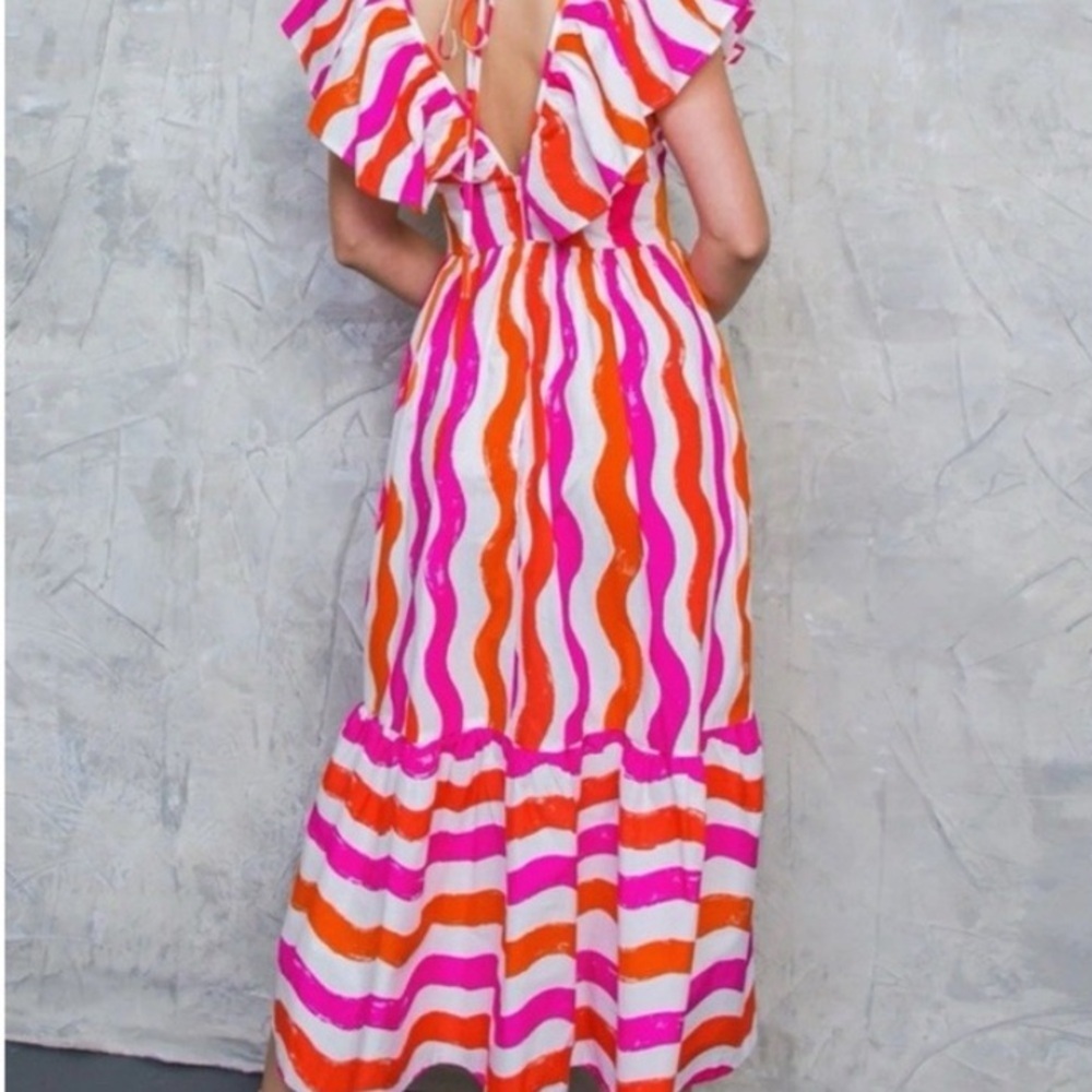 Flying Tomato Midi Dress Small Tiered Maxi Over The Hills Poplin Coastal Cottage - Picture 2 of 7
